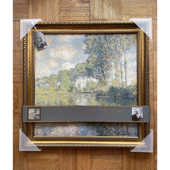 TikTok Viral Claude Monet Poplars On The Epte Gold Framed Painting 15”x15” - Picture 1 of 3